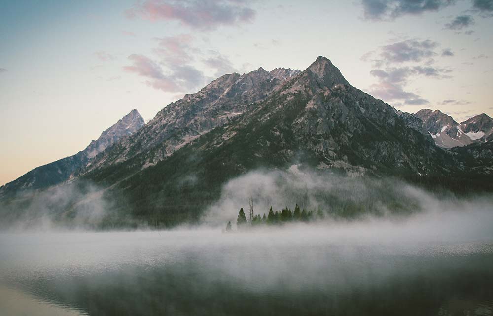 Medium depth of field.  Mountains.